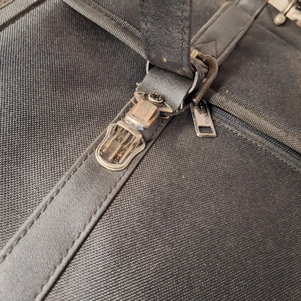 Vintage London Fog Black Canvas Briefcase‎ Laptop Travel Office Work Bag 19